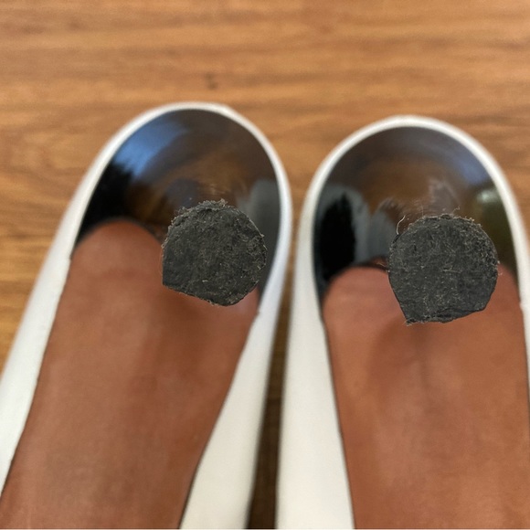 Vintage Amano Black/White Peep Toe Leather Heels Shoe USA Made Women's 9 AA - Picture 12 of 15